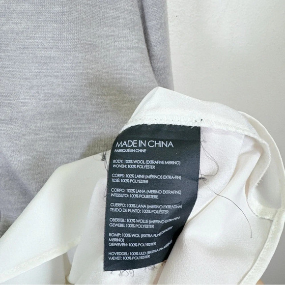 Club Monaco Mixed Media V Neck Sweater In Grey White Color - Picture 12 of 15